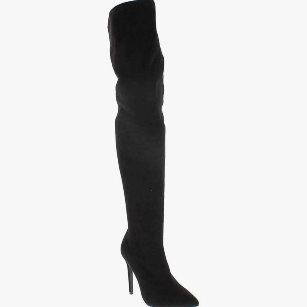 Liliana Sleek Black Over-the-Knee Boots - Picture 1 of 9